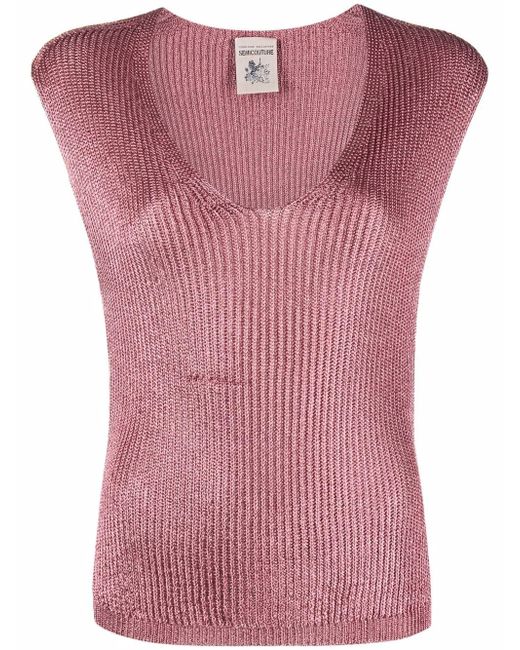 Semicouture metallic-effect knitted vest