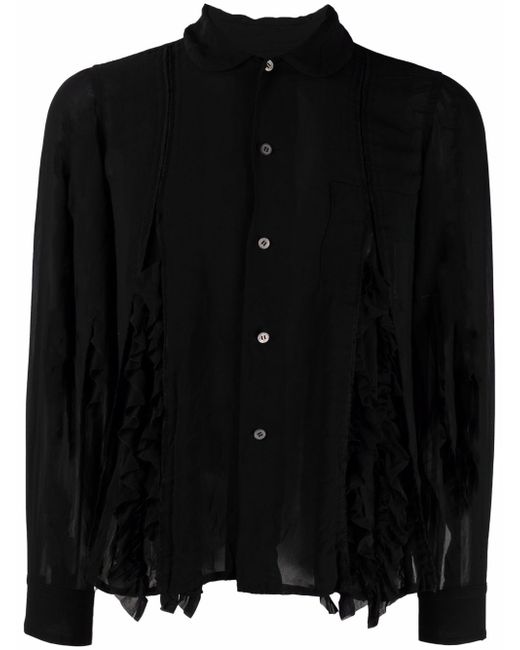 Comme Des Garcons Black ruffled semi-sheer blouse