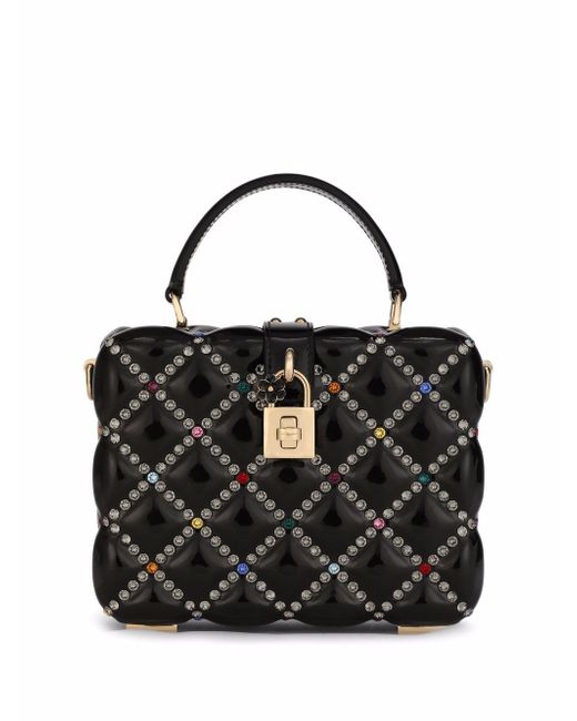 Dolce & Gabbana crystal-embellished diamond-quilted top-handle bag