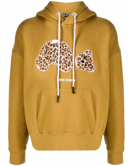 Palm Angels Leopard Bear drawstring hoodie