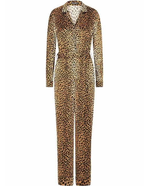 Dolce & Gabbana silk-blend leopard print jumpsuit
