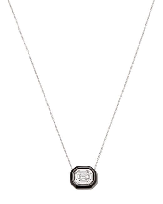 Nikos Koulis 18kt white gold diamond and enamel necklace