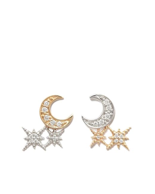 Sydney Evan 14kt gold Moon and Star diamond stud earrings