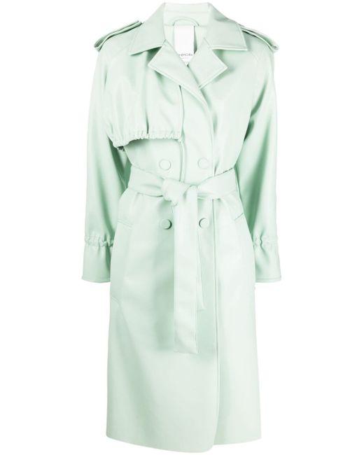 Themoirè nappa leather belted trench coat