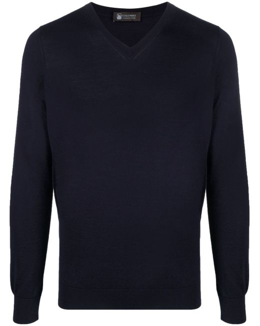 Colombo V-neck fine-knit jumper