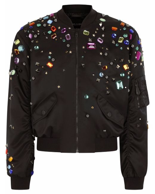 Dolce & Gabbana gemstone-embellished bomber jacket