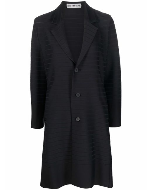 Issey Miyake striped-texture single-breasted coat