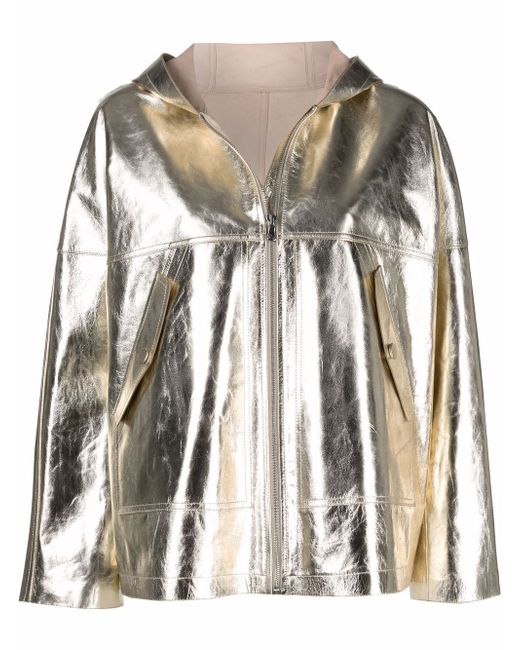 Yves Salomon metallic-effect hooded jacket