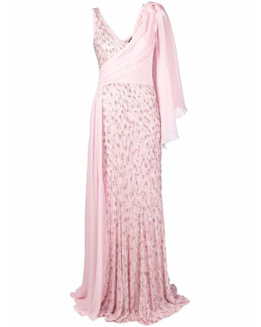 Jenny Packham Aluna sequin-embellished draped gown