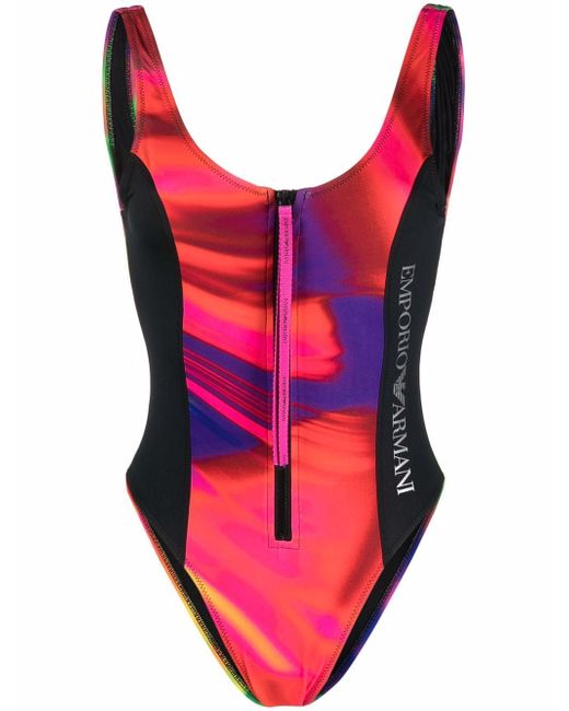 Emporio Armani Northern Light scoop-back swimsuit