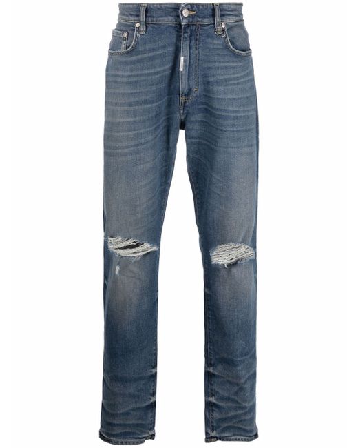 Represent distressed straight-leg jeans