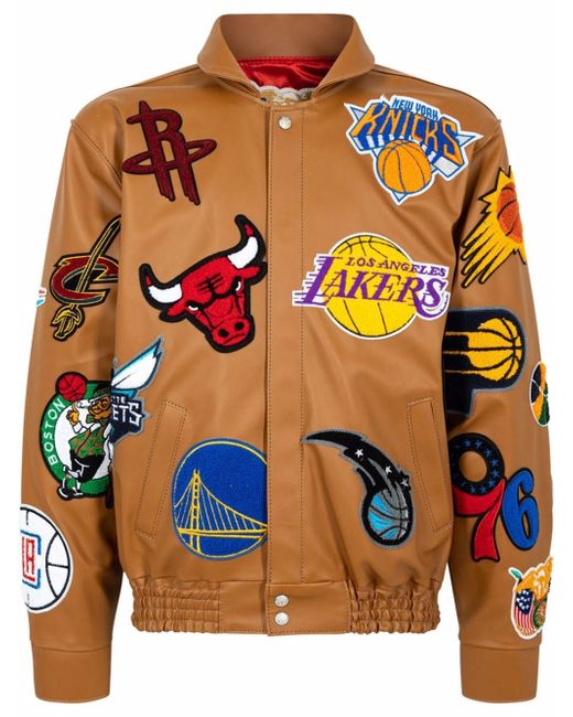 Jeff Hamilton x NBA Collage vegan leather jacket