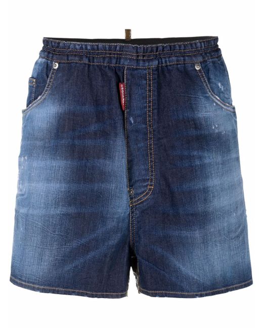 Dsquared2 distressed panelled denim shorts