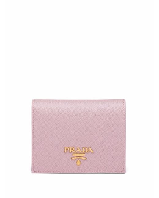 Prada logo-lettering compact wallet
