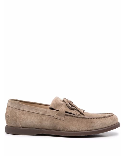 Doucal's suede bow-detail loafers