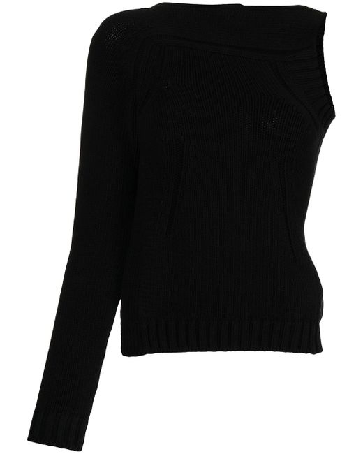 N.21 asymmetric cut-out knitted top