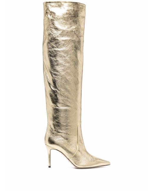Scarosso Carra metallic-effect knee-length boots
