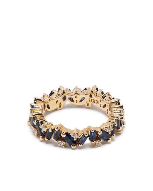 Suzanne Kalan 18kt yellow gold Bliss eternity sapphire and diamond ring