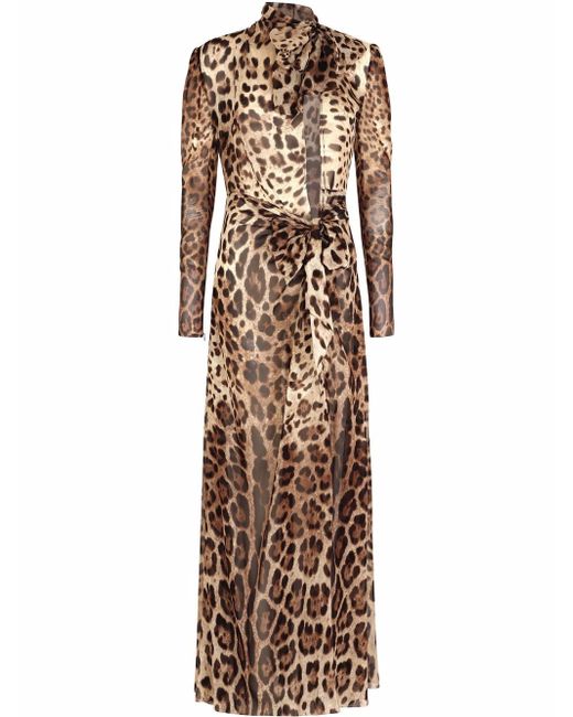 Dolce & Gabbana leopard-print slit-detail dress