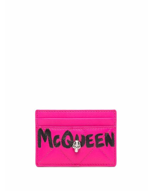 Alexander McQueen graffiti-print leather cardholder