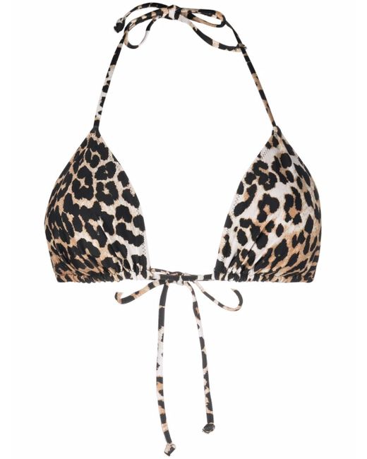 Ganni leopard-print bikini top