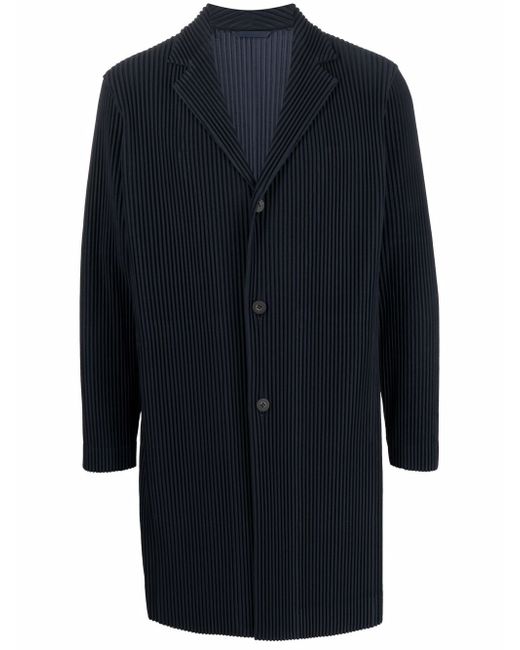 Homme Pliss Issey Miyake single-breasted pleated coat