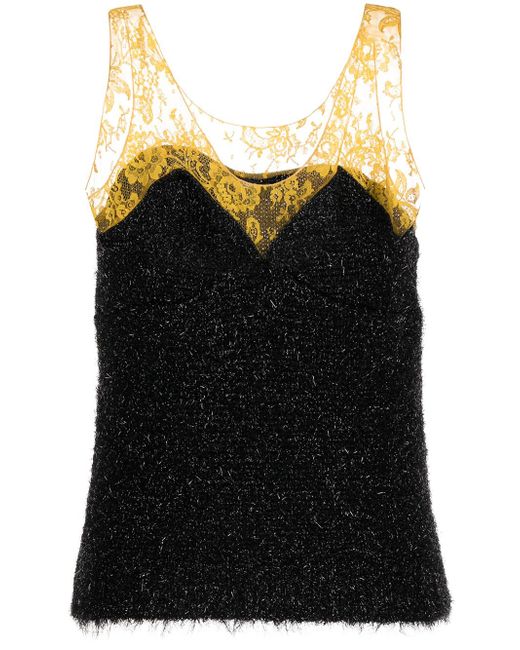 Undercover lace-detail glitter-effect tank top