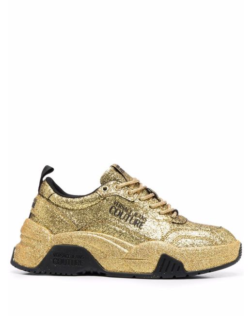 Versace Jeans Couture logo-print glittered sneakers