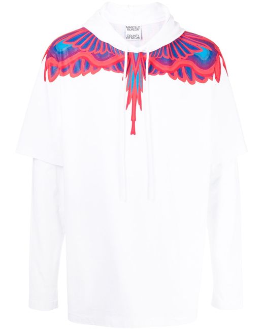 Marcelo Burlon County Of Milan feather-print layered hoodie