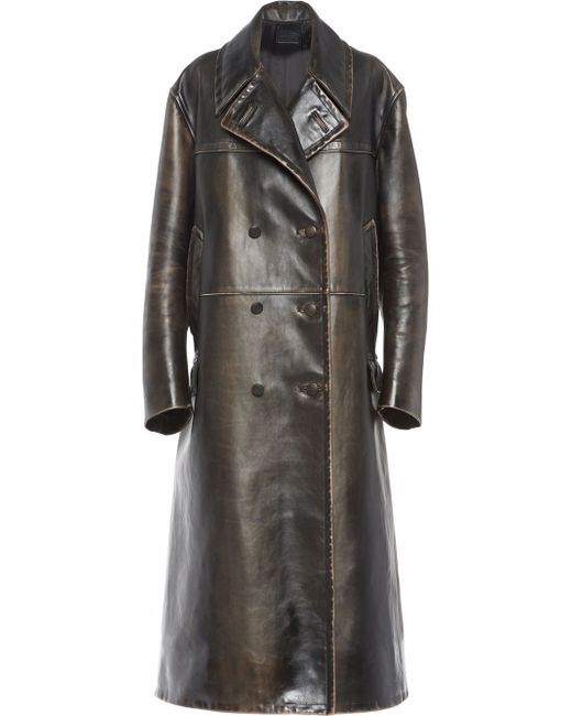 Prada double-breasted leather coat