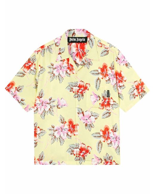 Palm Angels hibiscus floral print bowling shirt