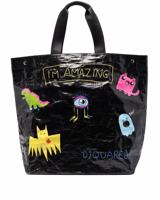 Dsquared2 graphic-print leather tote bag