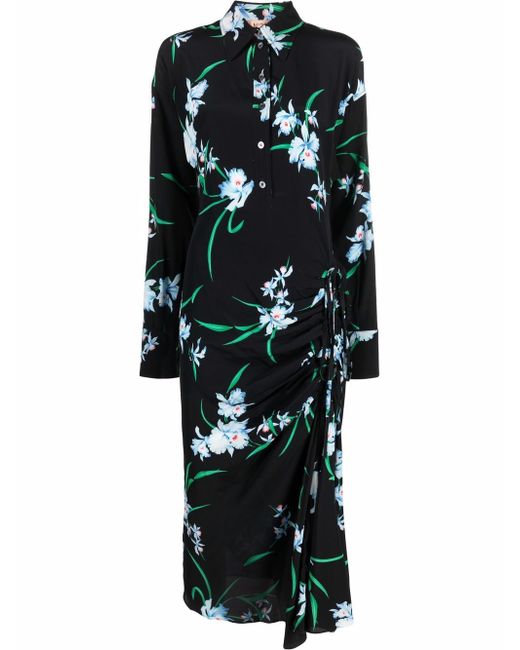 N.21 ruched floral-print silk dress