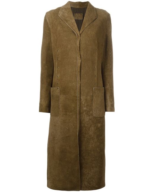 Fendi studded suede long coat