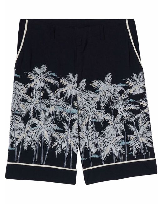 Palm Angels ALLOVER PALMS SHORTS OFF WHITE