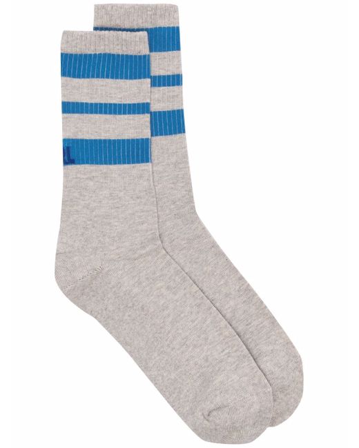 Erl striped logo-intarsia socks