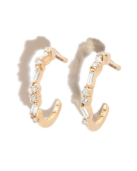 Suzanne Kalan 18kt yellow diamond hoop earrings
