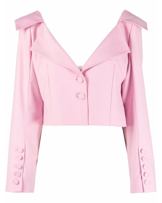 Rokh notched-collar cropped blouse