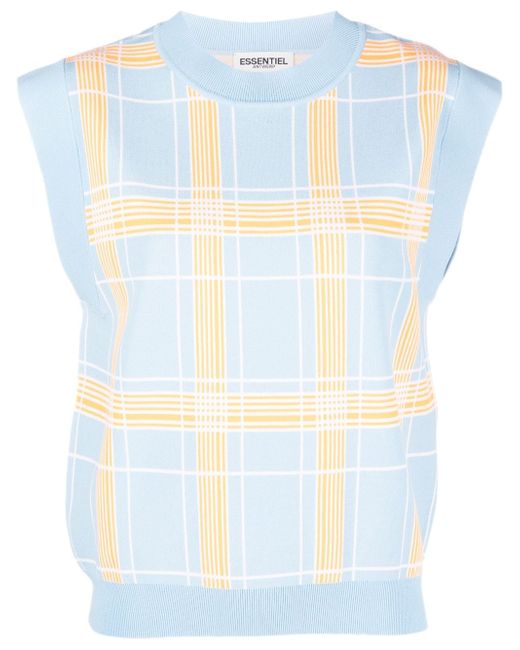 Essentiel Antwerp check-pattern sleeveless jumper