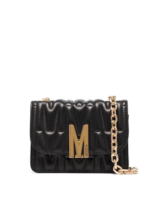 Moschino M quilted logo shoulder bag
