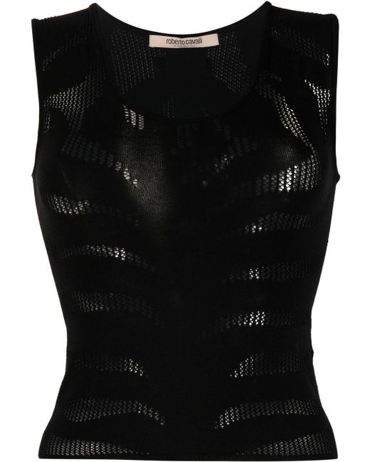 Roberto Cavalli sheer-panel vest top