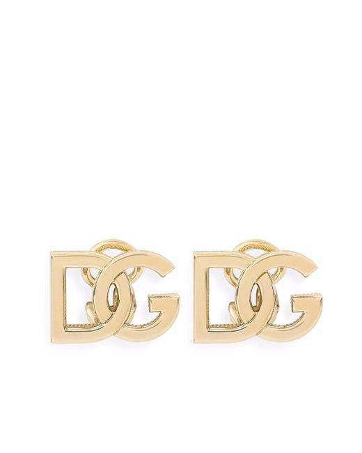 Dolce & Gabbana 18kt yellow logo clip-on earrings