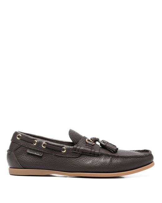 Tom Ford pebbled tassel almond-toe boat shoes