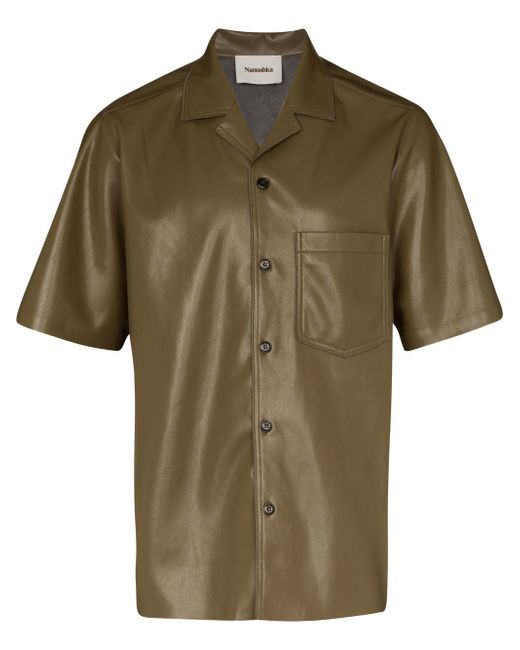 Nanushka short-sleeved faux leather shirt