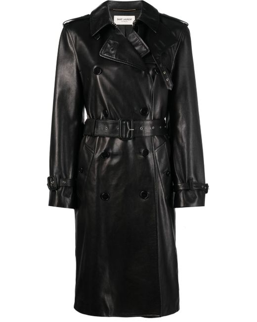 Saint Laurent double-breasted leather trench coat