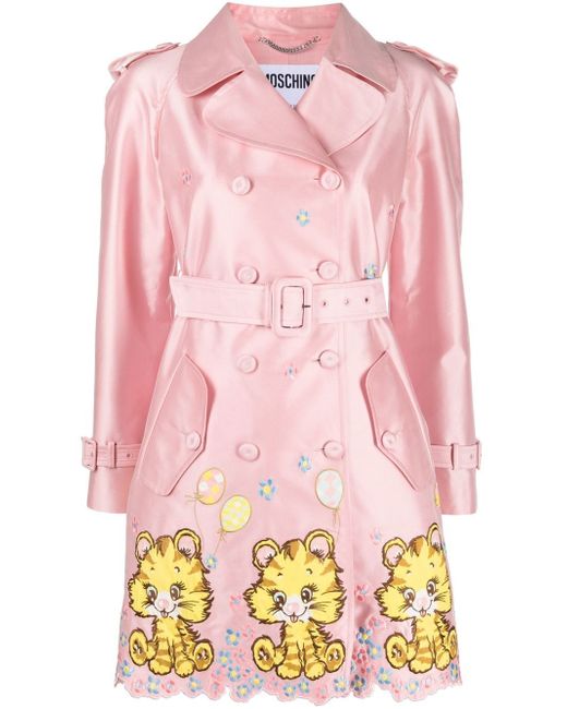 Moschino embroidered double-breasted coat