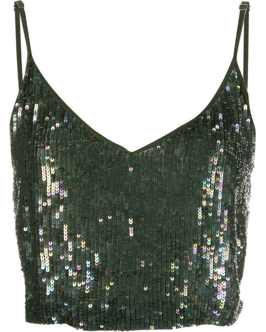 P.A.R.O.S.H. sequin-embellished cropped cami top