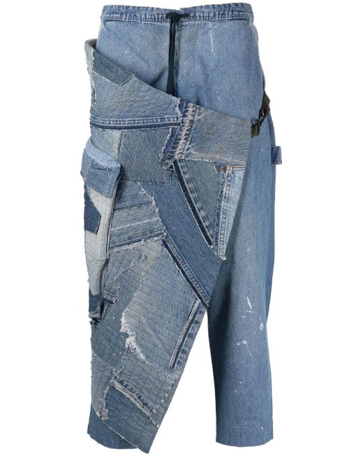 Greg Lauren patchwork drawstring-waist tapered jeans