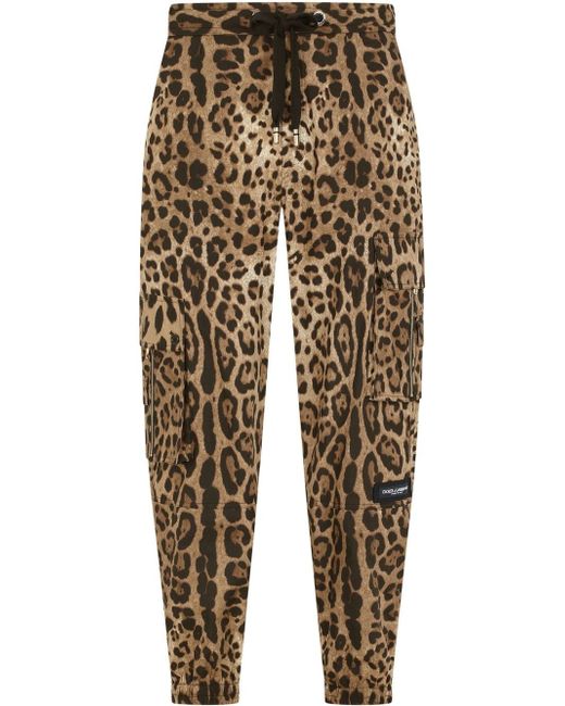 Dolce & Gabbana leopard print drawstring track pants