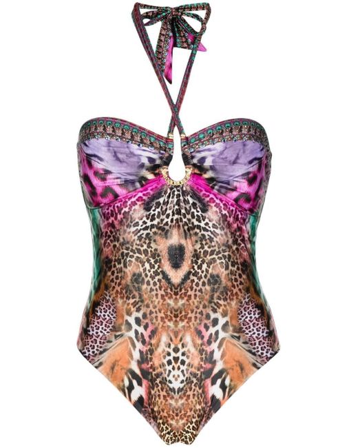 Camilla animal-print halterneck swimsuit